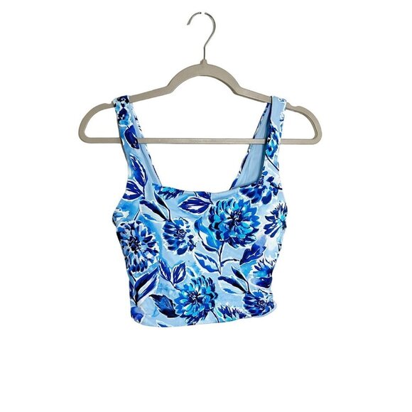 Andie Swim The Siren Tankini Top Blue Floral Print Bathing Suit Size Small - Picture 2 of 6